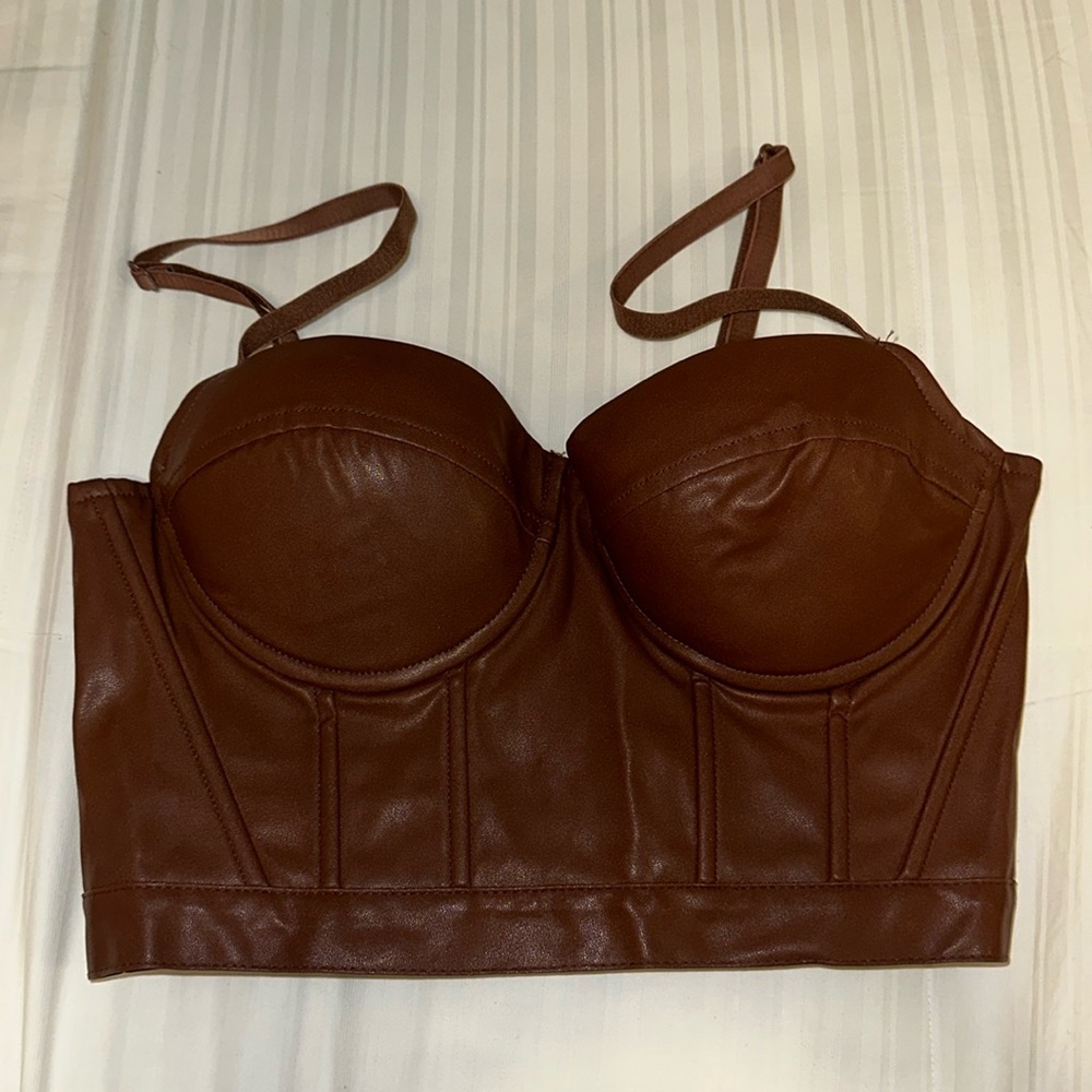 Faux leather corset top